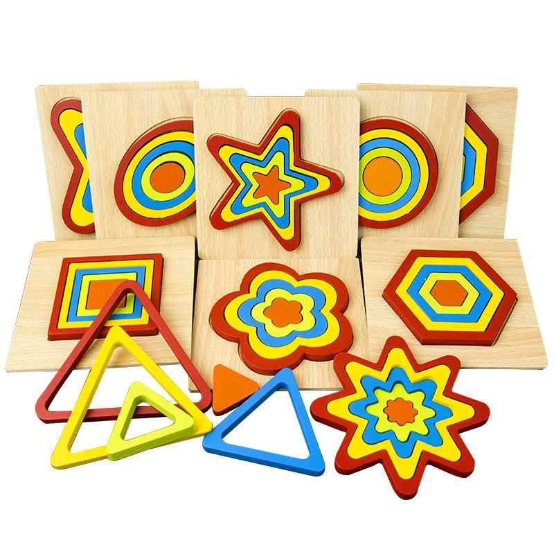 Wooden geometric shapes store puzzle