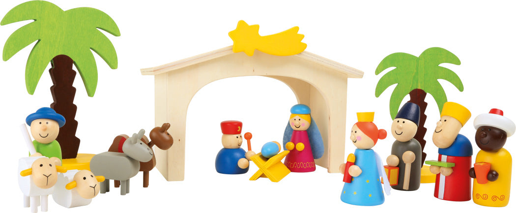 Christmas Themed Play Set - Wooden Crib - Toddler Toys