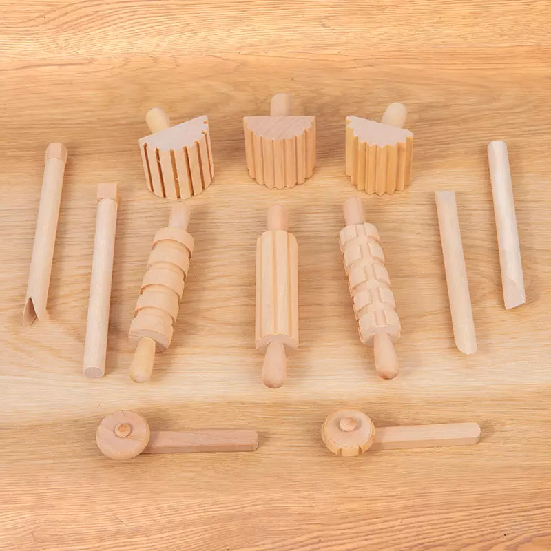 Wooden Play Dough & Clay Tools Set  Playdough tools, Playdough, Wooden
