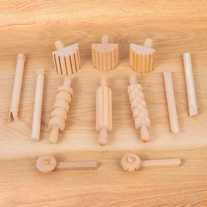 Wood play cheap dough tools