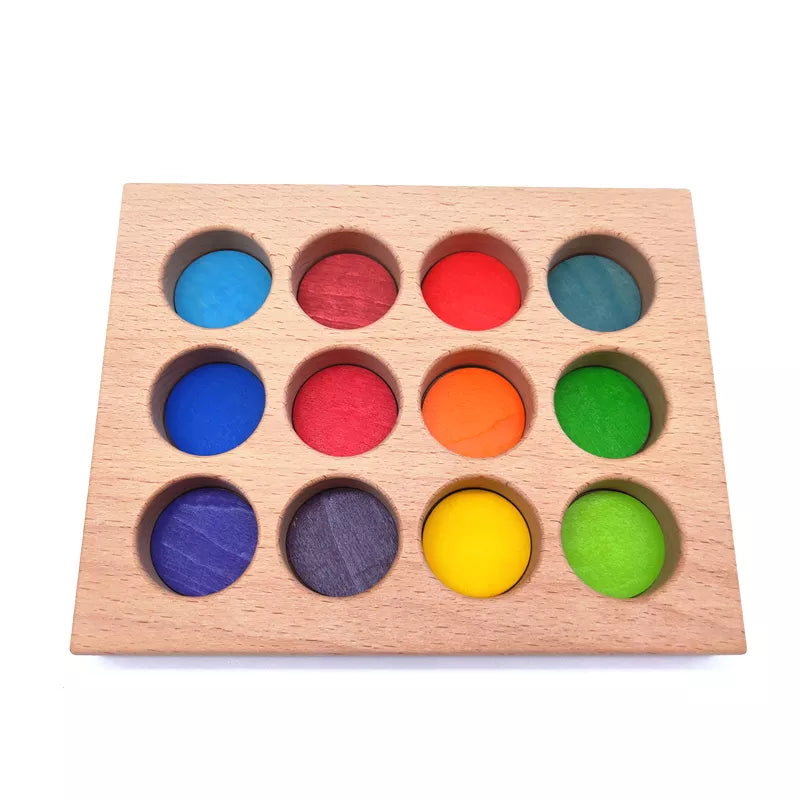 12 Wooden Coloured Balls 