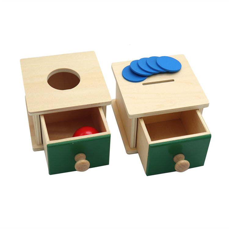 Montessori Object Permanence Box - Wooden Coin Box