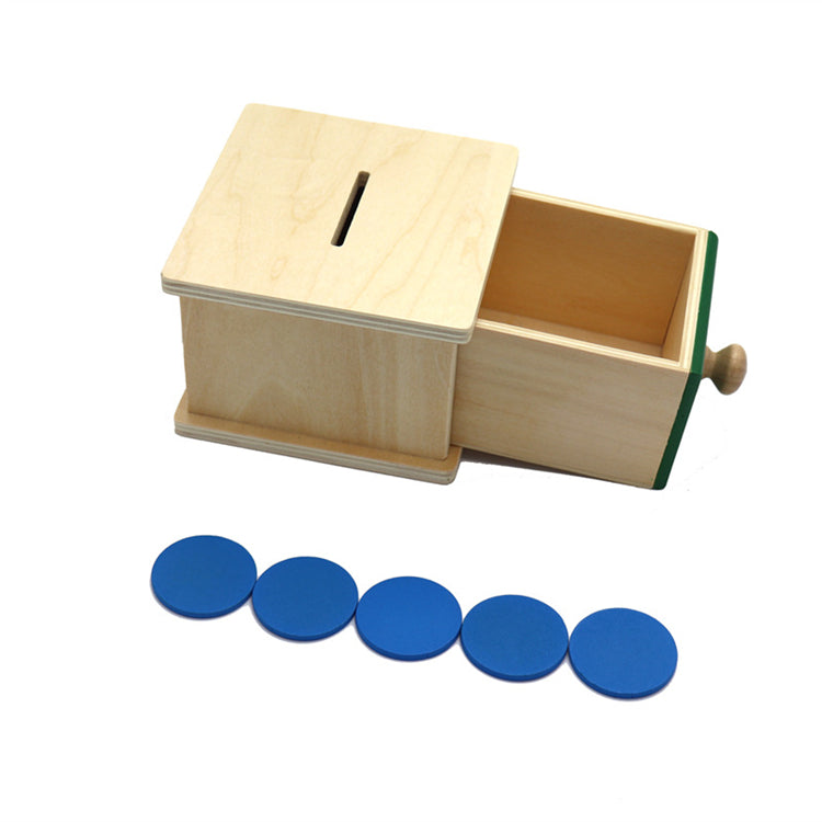 Montessori Object Permanence Box - Wooden Coin Box