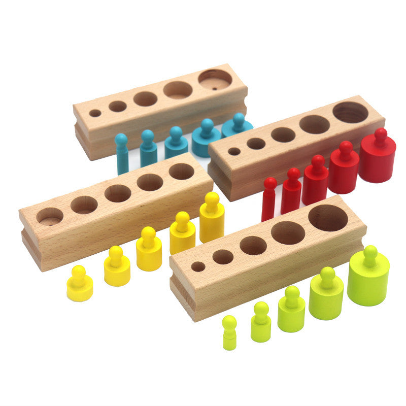 Knobbed Cylinder Blocks | Wooden Cylinder Sockets | Learning World