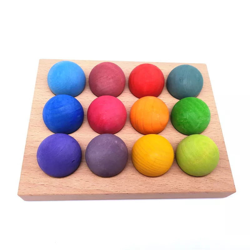 12 Wooden Coloured Balls 