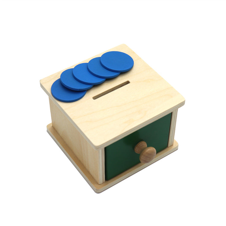 Montessori Object Permanence Box - Wooden Coin Box