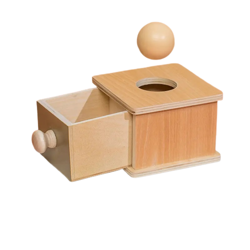 Montessori Object Permanence Box - Wooden Coin Box