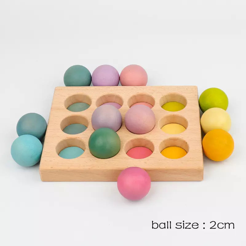 12 Wooden Coloured Balls 