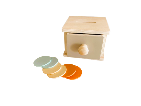 Montessori Object Permanence Box - Wooden Coin Box