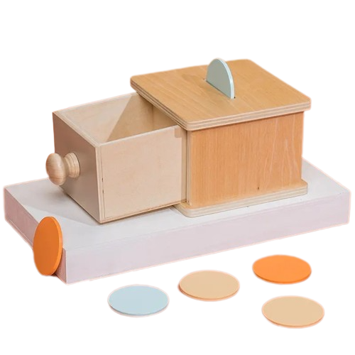 Montessori Object Permanence Box - Wooden Coin Box