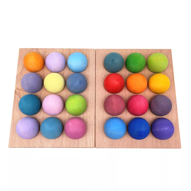 12 Wooden Coloured Balls 